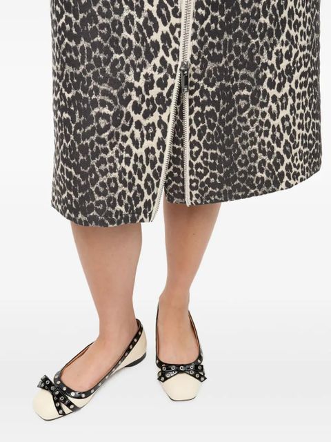 GANNI eyelet-embellishment bow-detail ballet flats - White