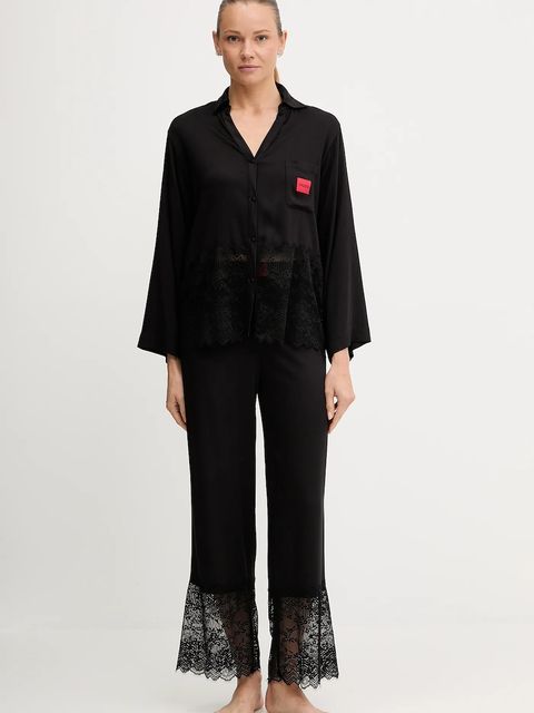 HUGO koszula piżamowa damska kolor czarny koronkowa 50549982 - zdjęcie produktu nr 2