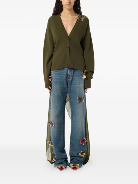 Blumarine butterfly-appliqué cardigan - Green