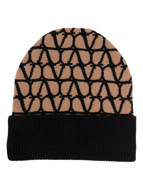 Valentino Garavani Toile Iconographe cashmere beanie - Neutrals - zdjęcie produktu nr 1