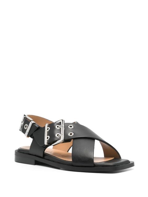 GANNI crossover-strap bucked sandals - Black - zdjęcie produktu nr 2