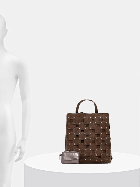 Desigual plecak NEW PATCH 1 CHOC damski kolor brązowy mały z aplikacją 25WAKP39