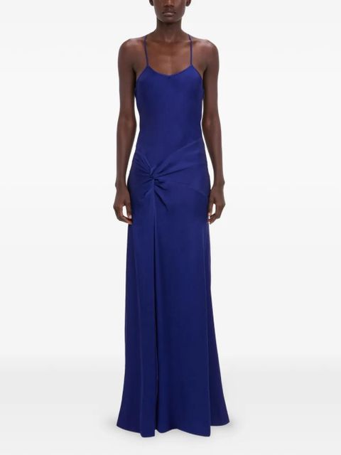 Victoria Beckham twist-detail satin dress - Blue - zdjęcie produktu nr 1