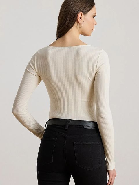 Lauren Ralph Lauren longsleeve kolor beżowy 200980145