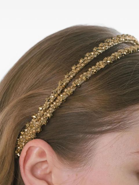 Jennifer Behr Anya double-row embellished headband - Gold