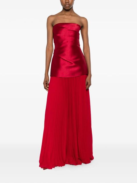 Solace London Claudette strapless pleated dress - Red - zdjęcie produktu nr 2