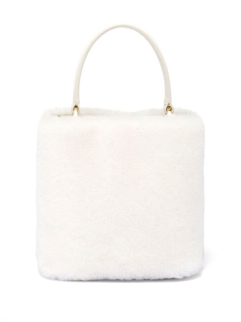 Prada mini Panier shearling tote bag - White