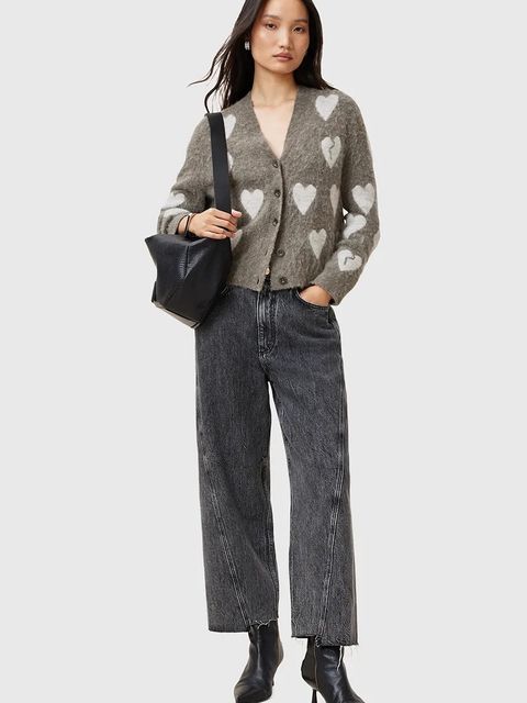 AllSaints kardigan wełniany AMORA damski kolor szary W042KC