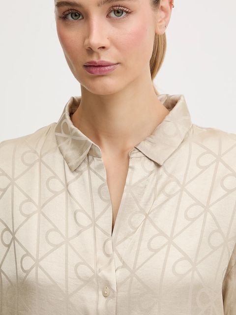 Calvin Klein Underwear piżama damska kolor beżowy satynowa LV00QS7574