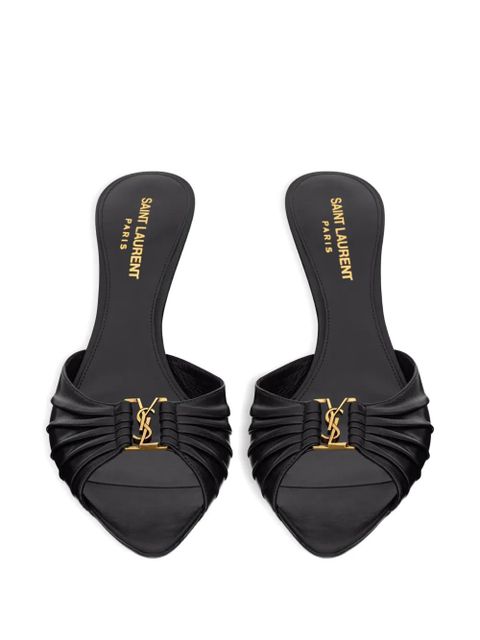 Saint Laurent logo-plaque sandals - Black