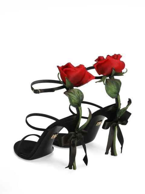 Dolce & Gabbana 105mm rose-appliqué sandals - Black - zdjęcie produktu nr 2