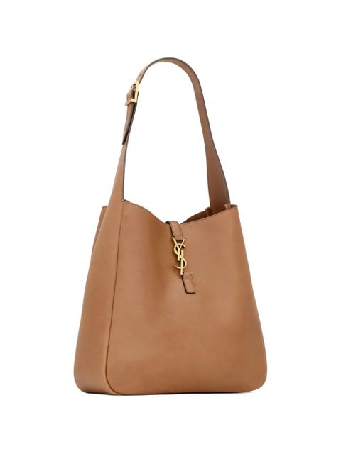 Saint Laurent large LE 5 À 7 logo-plaque shoulder bag - Brown