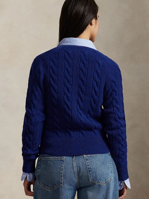 Polo Ralph Lauren kardigan wełniany damski kolor granatowy lekki 211972104015