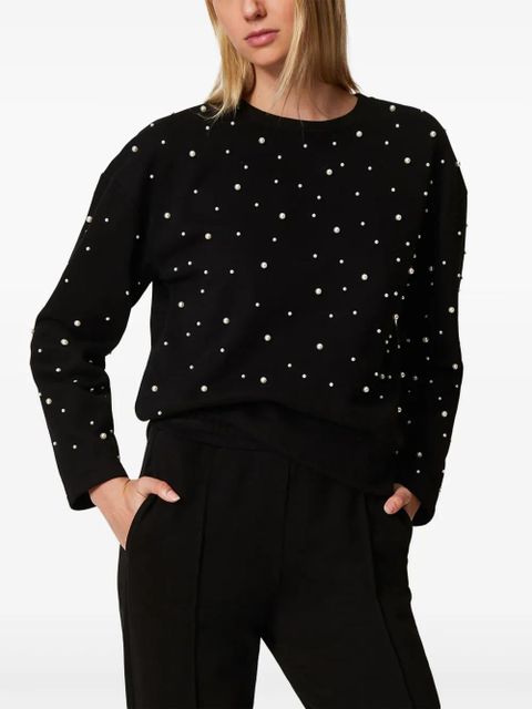 TWINSET pearl-embellished crew-neck sweatshirt - Black - zdjęcie produktu nr 2