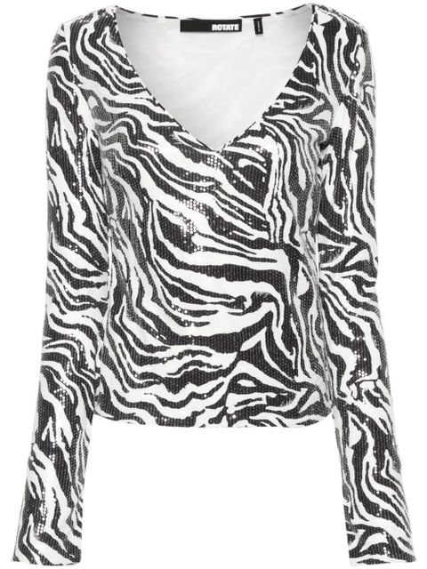 ROTATE BIRGER CHRISTENSEN zebra-print sequinned top - White - zdjęcie produktu nr 1