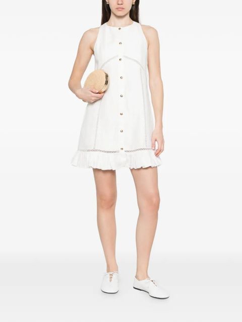 Maje embroidered ruffle-hem mini dress - White - zdjęcie produktu nr 2