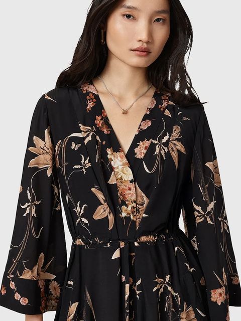 AllSaints sukienka DIANA kolor czarny maxi rozkloszowana W020DD