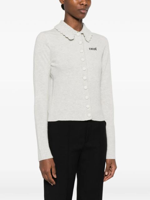 Chloé logo-knit cardigan - Grey