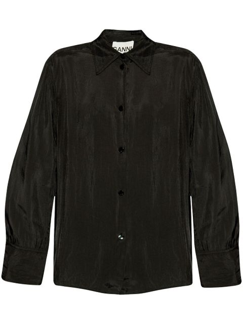 GANNI plain long-sleeve shirt - Black - zdjęcie produktu nr 1
