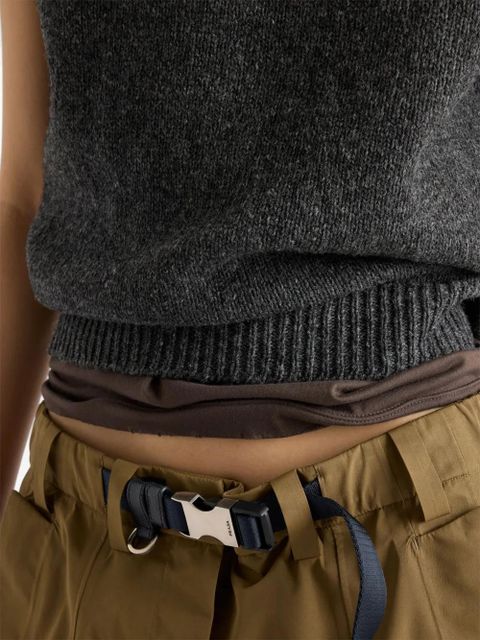 Prada crystal-embellished knitted T-shirt - Grey