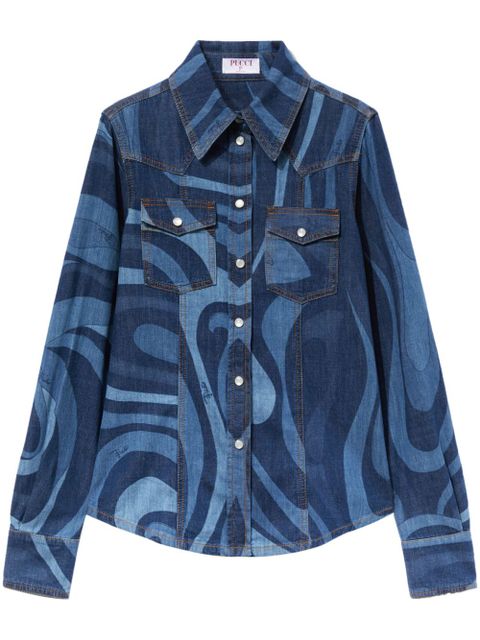 PUCCI Marmo-print denim shirt - Blue - zdjęcie produktu nr 1