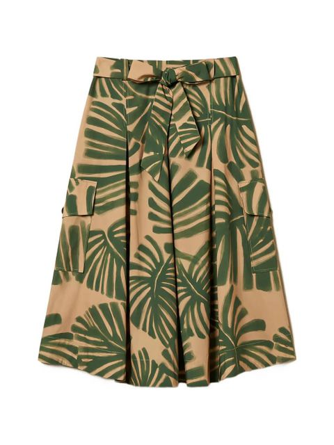 TWINSET leaf-print belted midi skirt - Neutrals - zdjęcie produktu nr 1