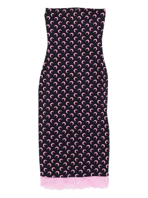 Marine Serre moon-print lace-trim midi dress - Black - zdjęcie produktu nr 1