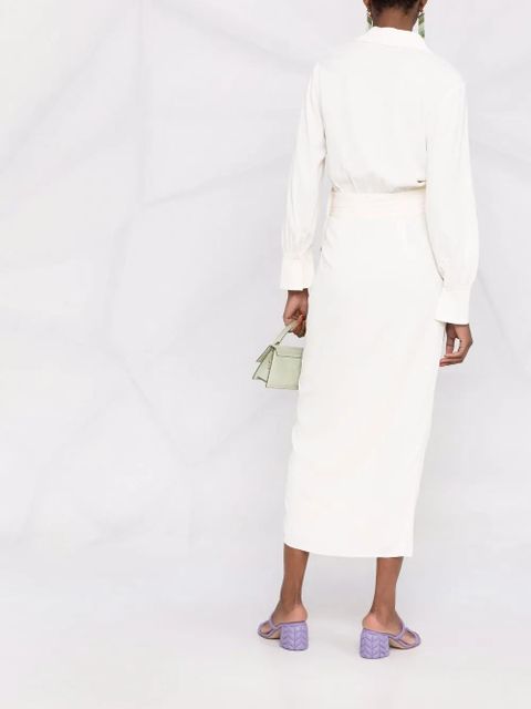 Self-Portrait wrap-style V-neck dress - Neutrals