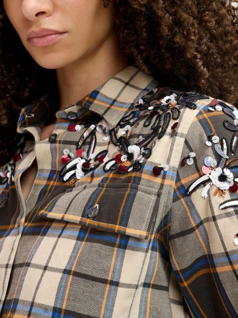 Essentiel Antwerp floral-appliqué shirt - Brown