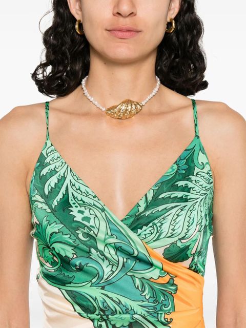 ETRO gathered printed dress - Orange