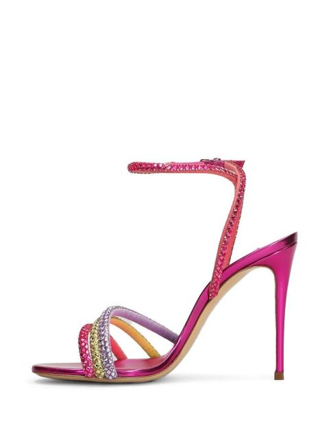 Casadei 140 Andromeda crystal-embellished heeled sandals - Pink