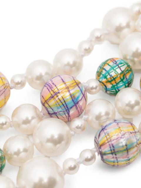 SHUSHU/TONG x Yvmin multi-strand painted-pearl necklace - White