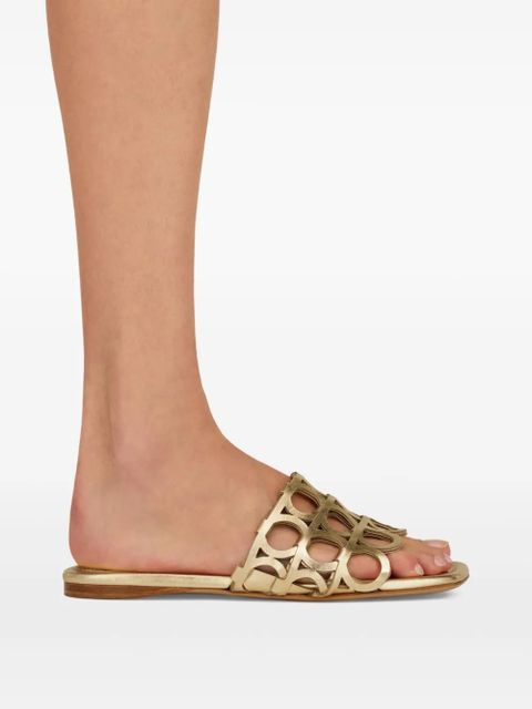 Ferragamo Gancini slides - Gold