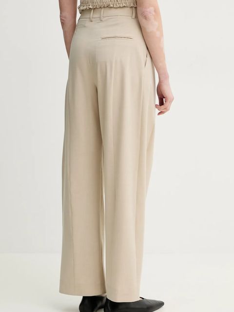 ISABELLE BLANCHE spodnie damskie kolor beżowy szerokie high waist IS25SS-P024-T003