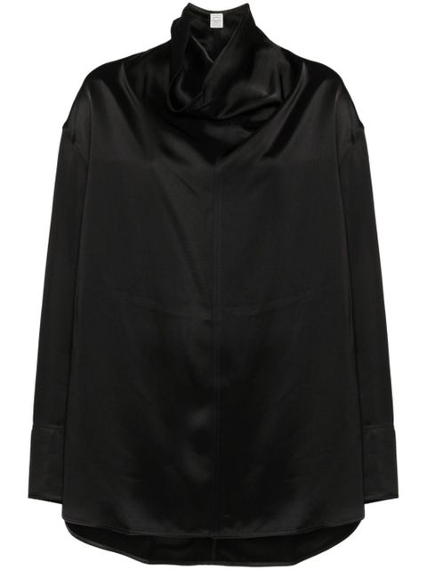 TOTEME funnel-neck satin blouse - Black - zdjęcie produktu nr 1