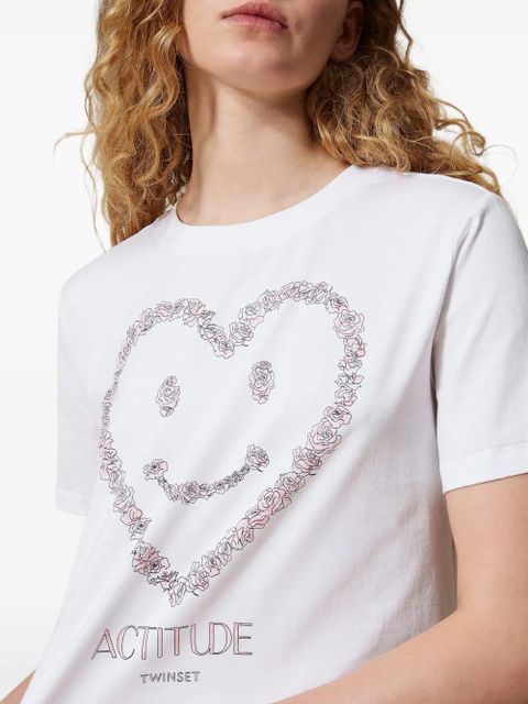 TWINSET smiley-heart graphic T-shirt - White