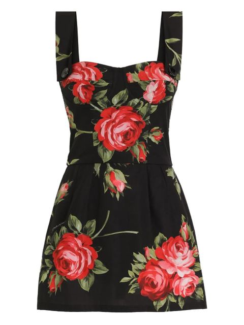 Dolce & Gabbana floral button-strap mini dress - Black - zdjęcie produktu nr 1