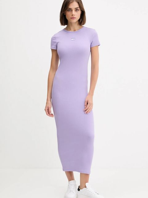 Tommy Jeans sukienka kolor fioletowy midi dopasowana DW0DW20873 - zdjęcie produktu nr 1