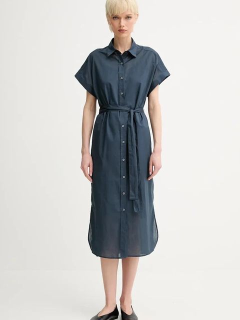 Marc O'Polo sukienka bawełniana kolor niebieski midi prosta 504081121147