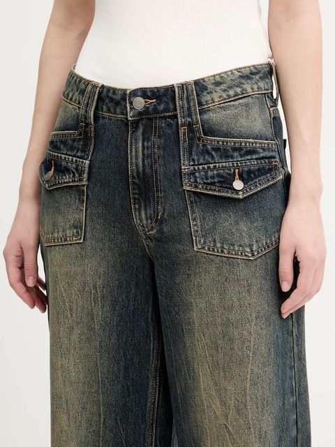 Guess Originals jeansy damskie kolor granatowy W5RG02 D4XY0