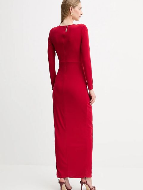 Fracomina sukienka kolor czerwony maxi dopasowana FQ25WD3006W62601