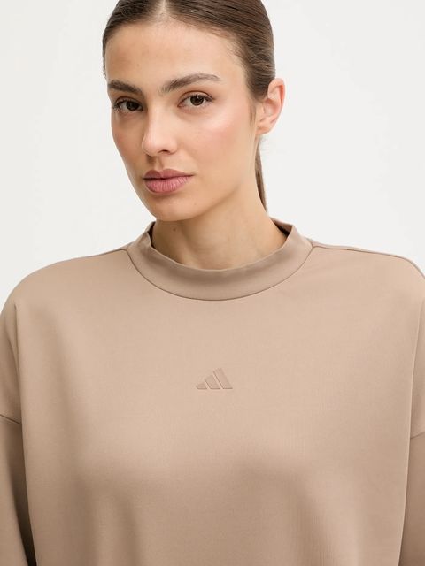 adidas Performance bluza do jogi Motion damska kolor beżowy gładka JM4490