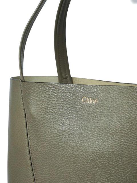 Chloé Spin pebble-grain logo tote bag - Green