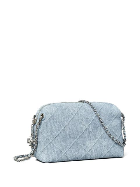 Tory Burch Fleming quilted denim crossbody bag - Blue