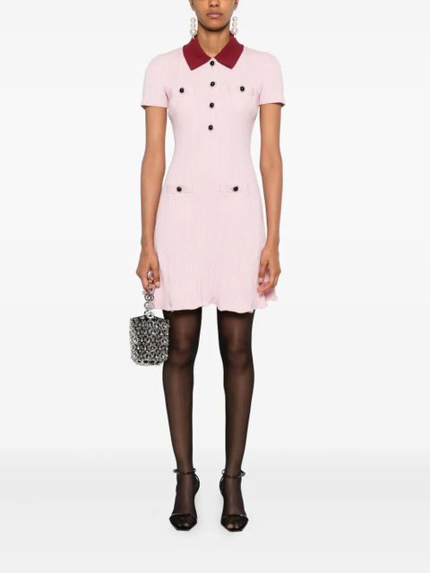 Self-Portrait embellished ribbed mini dress - Pink