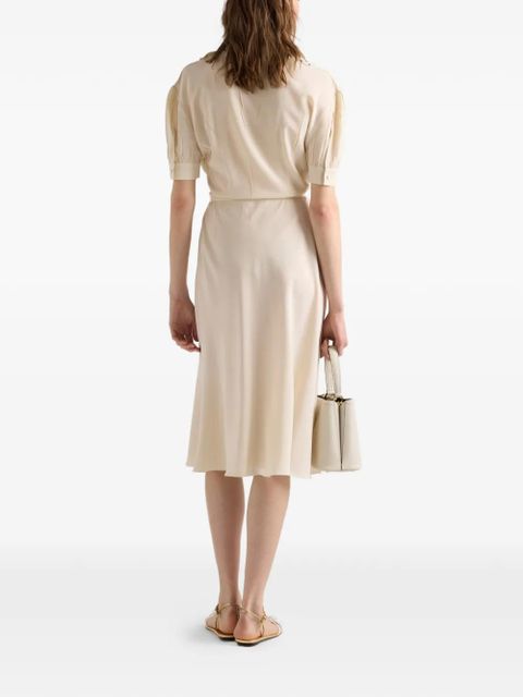 Prada embroidered marocain dress - Neutrals