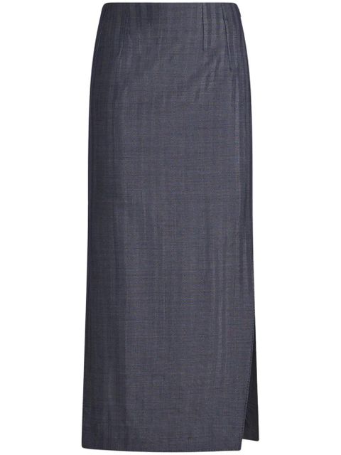 ETRO stripe-jacquard wool pencil skirt - Blue - zdjęcie produktu nr 1