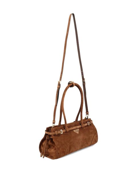 Prada medium Bonnie suede shoulder bag - Brown