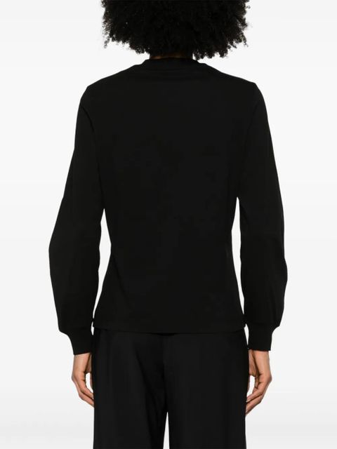 Moncler pleated-sleeve cotton T-Shirt - Black