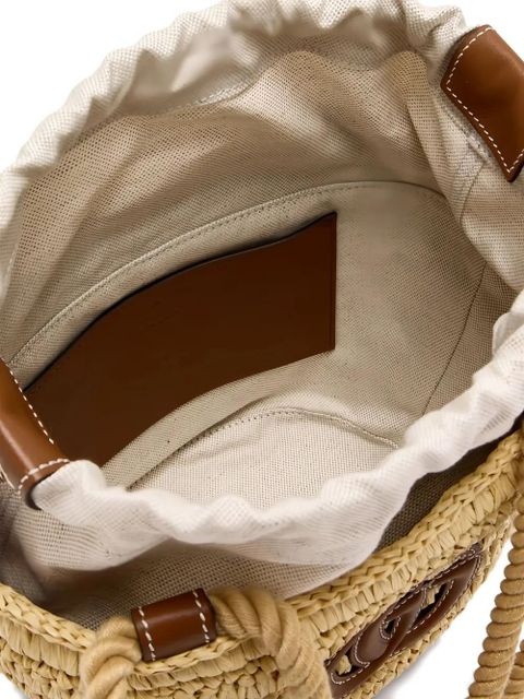 Gucci mini GG-logo woven bucket bag - Neutrals